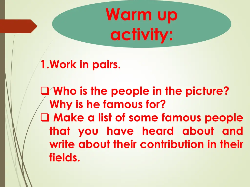 warm up activity