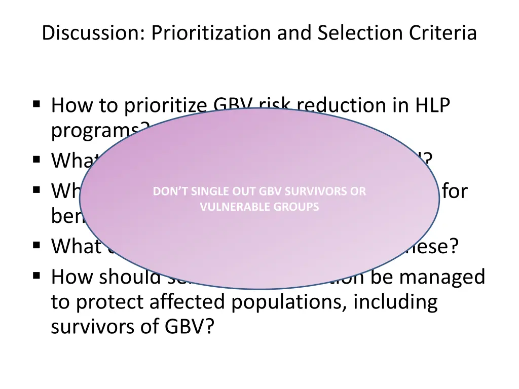 discussion prioritization and selection criteria