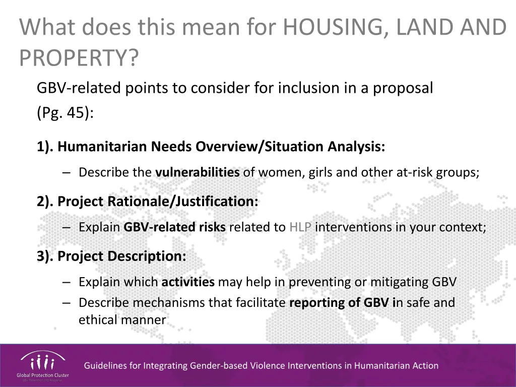 what does this mean for housing land and property 1