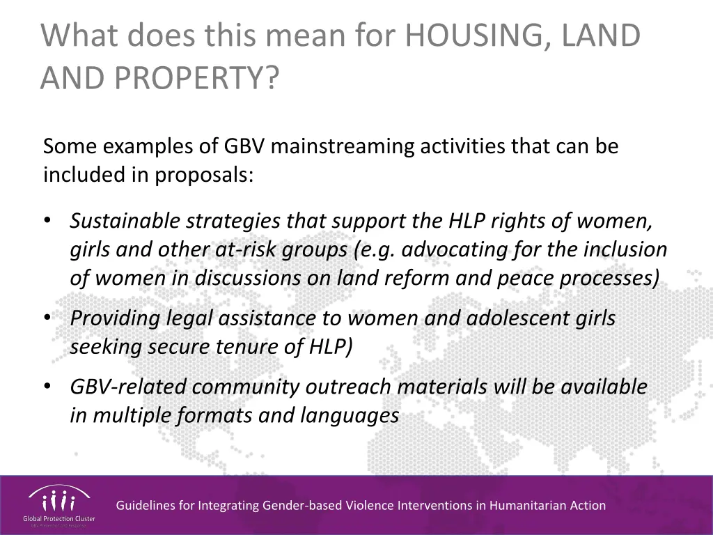 what does this mean for housing land and property 3