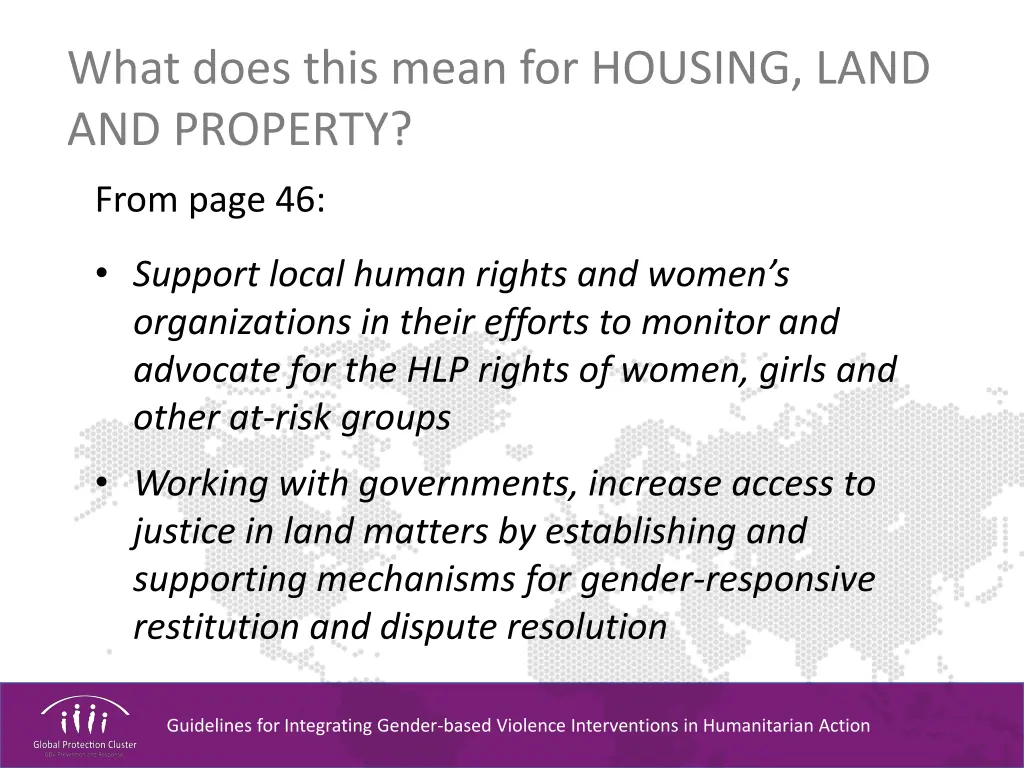 what does this mean for housing land and property 5