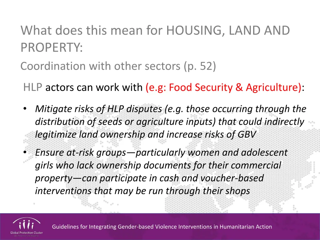 what does this mean for housing land and property 7