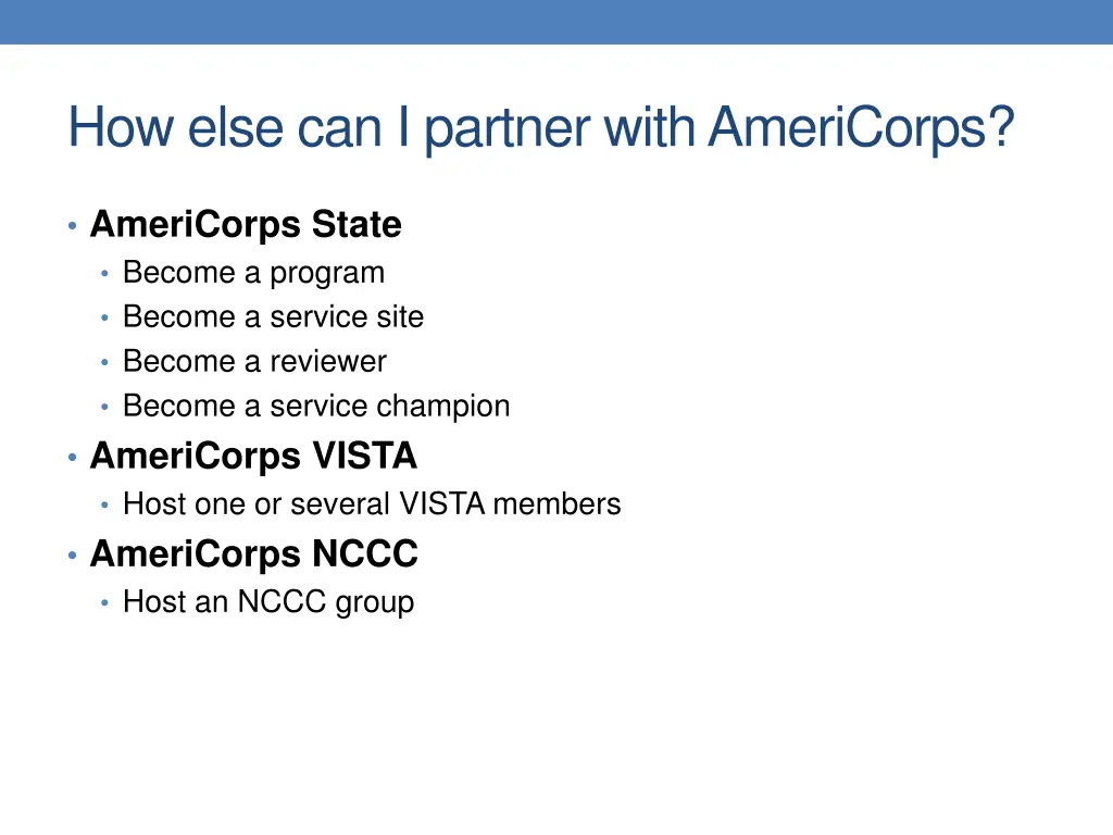 how else can i partner with americorps