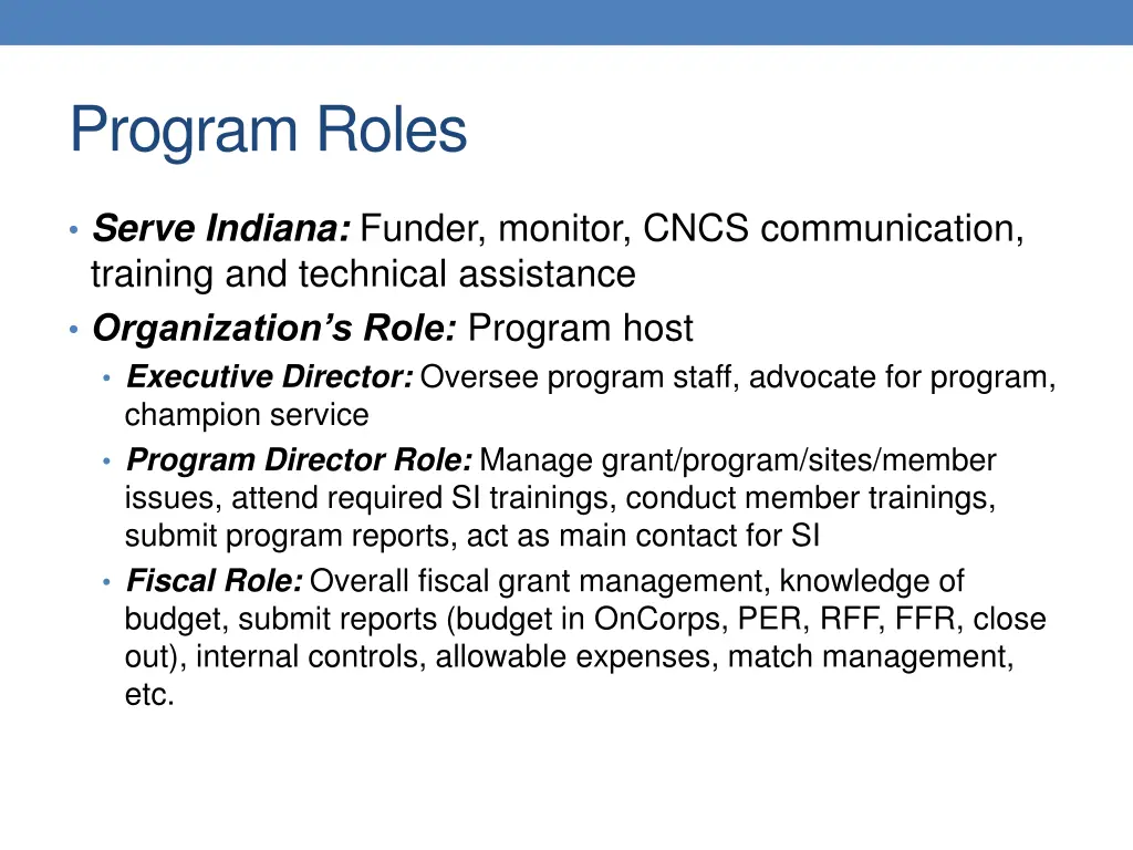 program roles