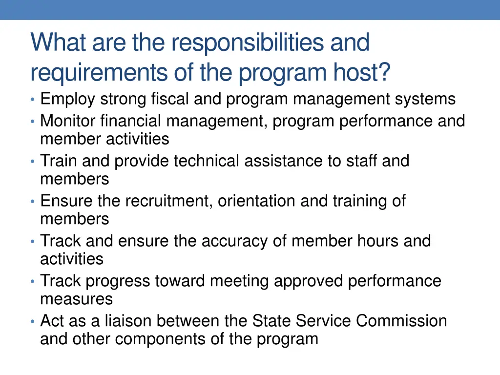 what are the responsibilities and requirements