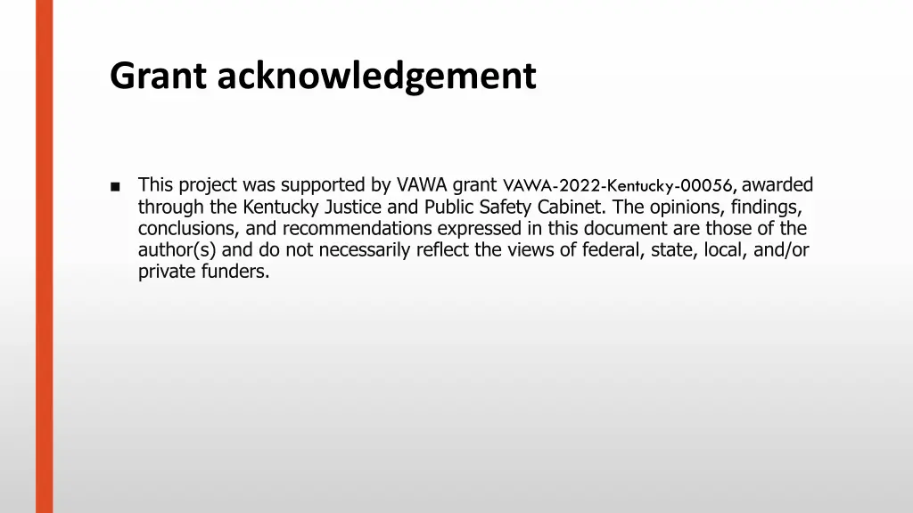 grant acknowledgement