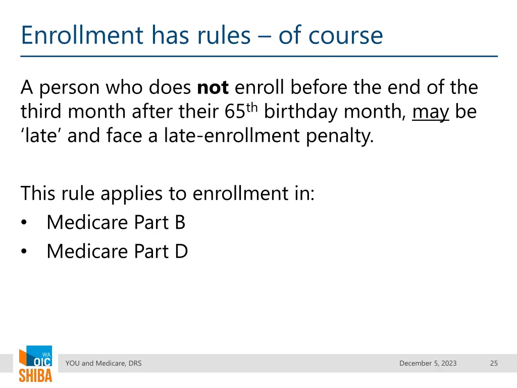 enrollment has rules of course