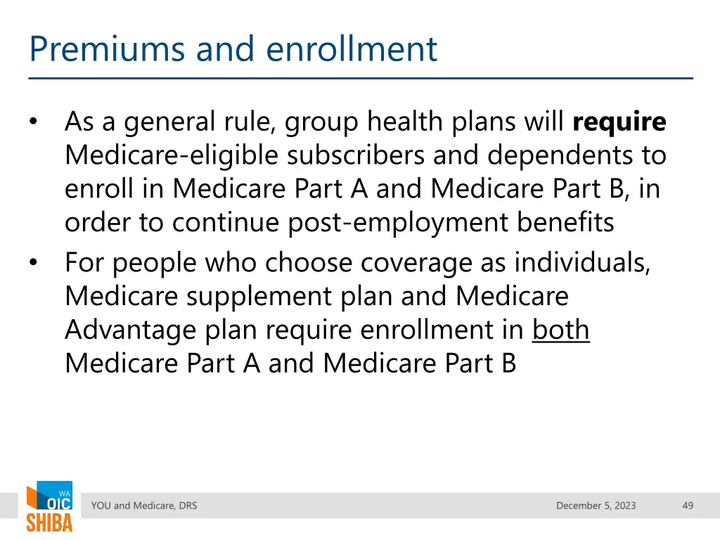 premiums and enrollment