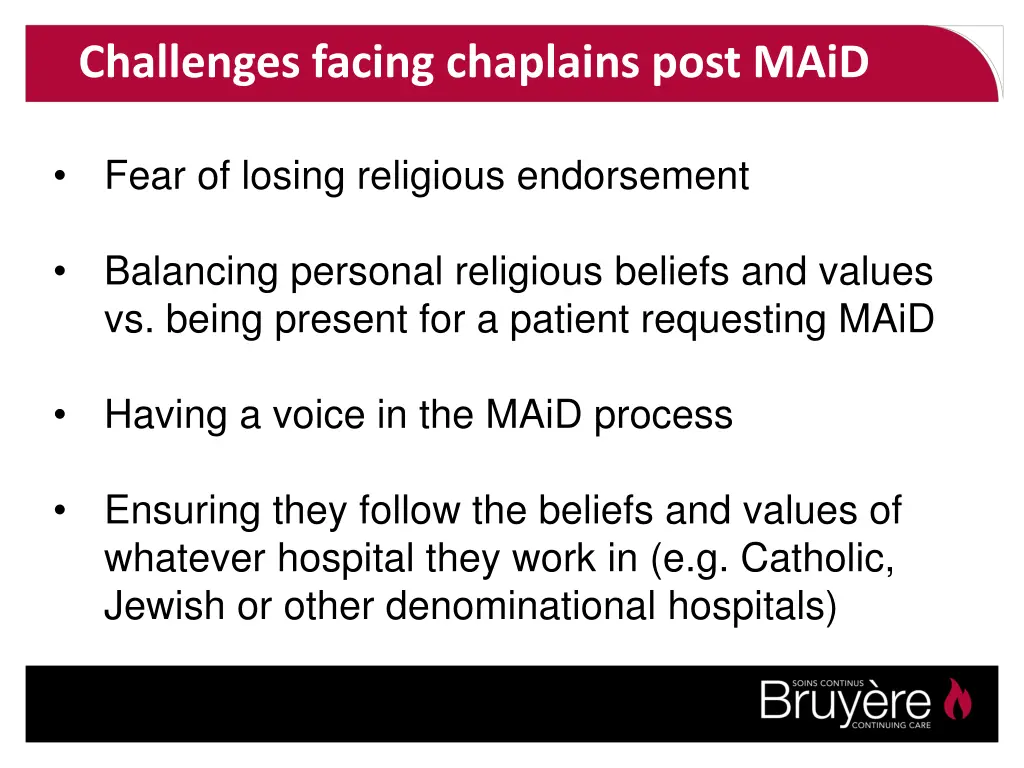 challenges facing chaplains post maid