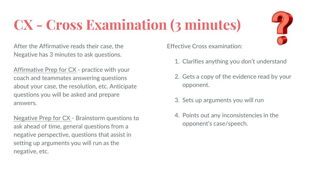 cx cross examination 3 minutes