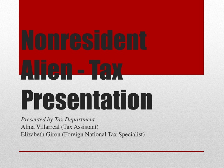 nonresident alien tax presentation presented