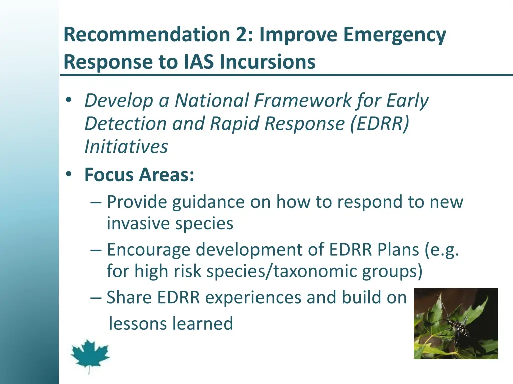 recommendation 2 improve emergency response