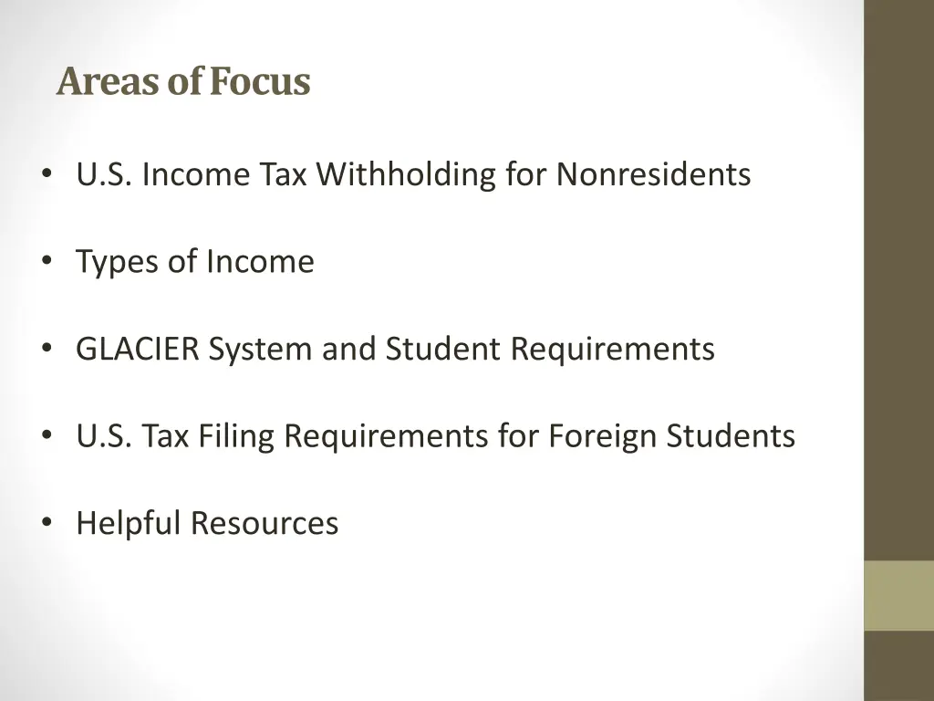 areas of focus