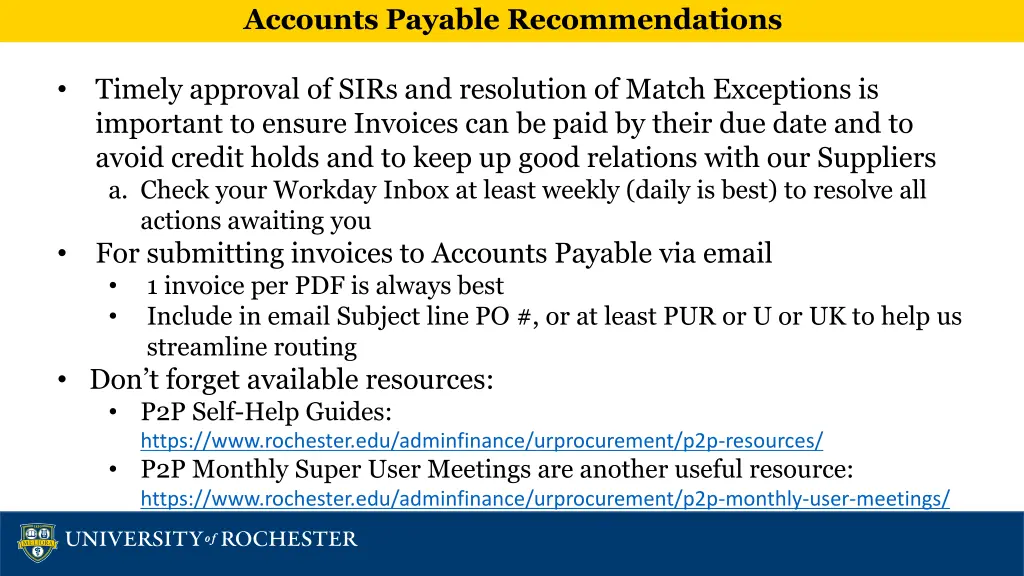 accounts payable recommendations