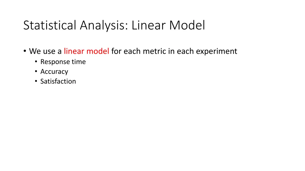 statistical analysis linear model