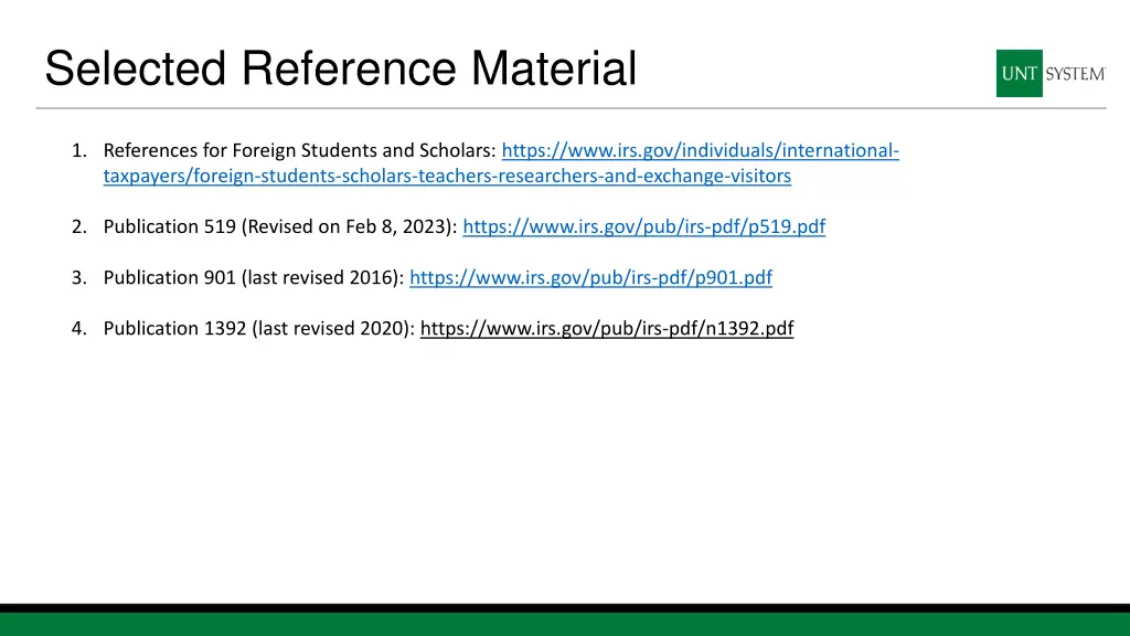 selected reference material