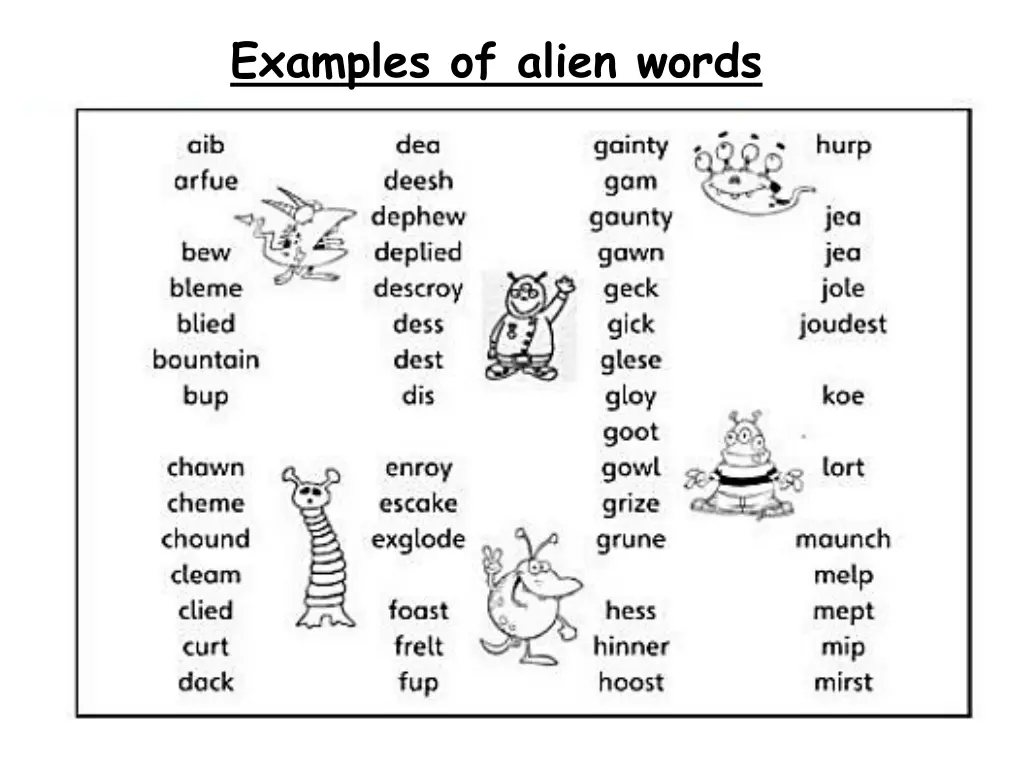 examples of alien words