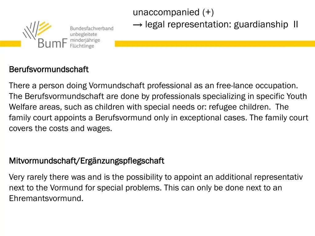 unaccompanied legal representation guardianship ii