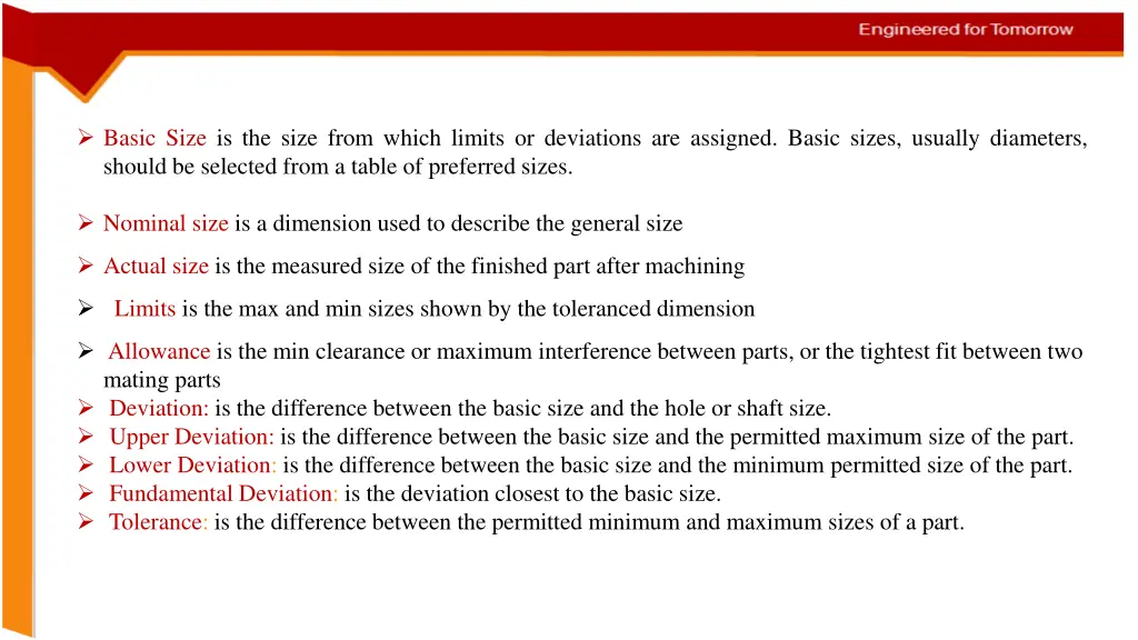 basic size is the size from which limits