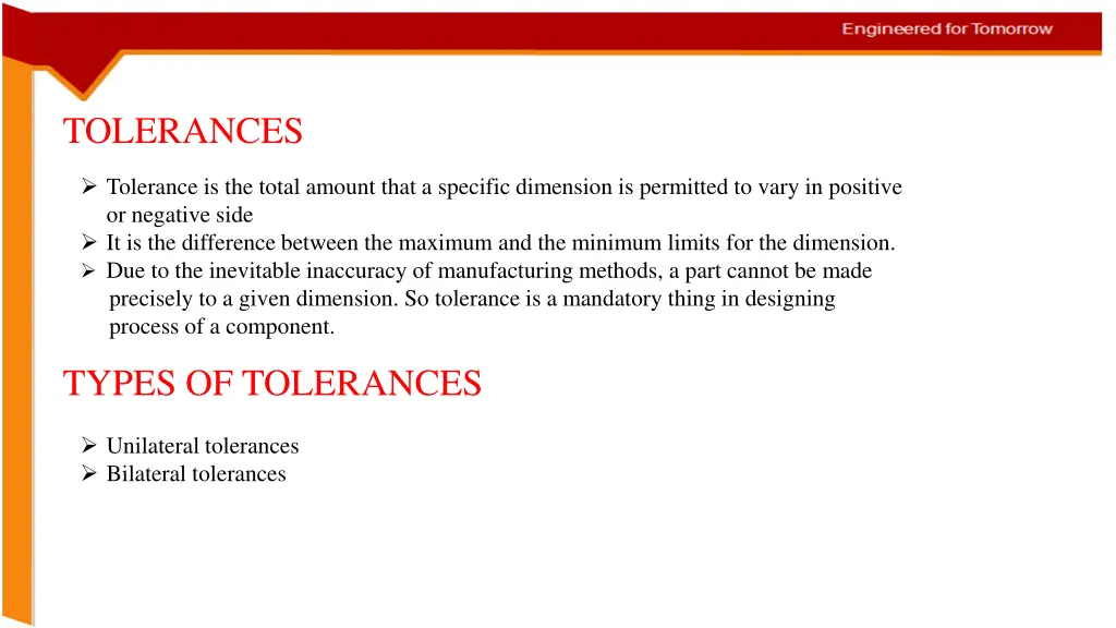 tolerances