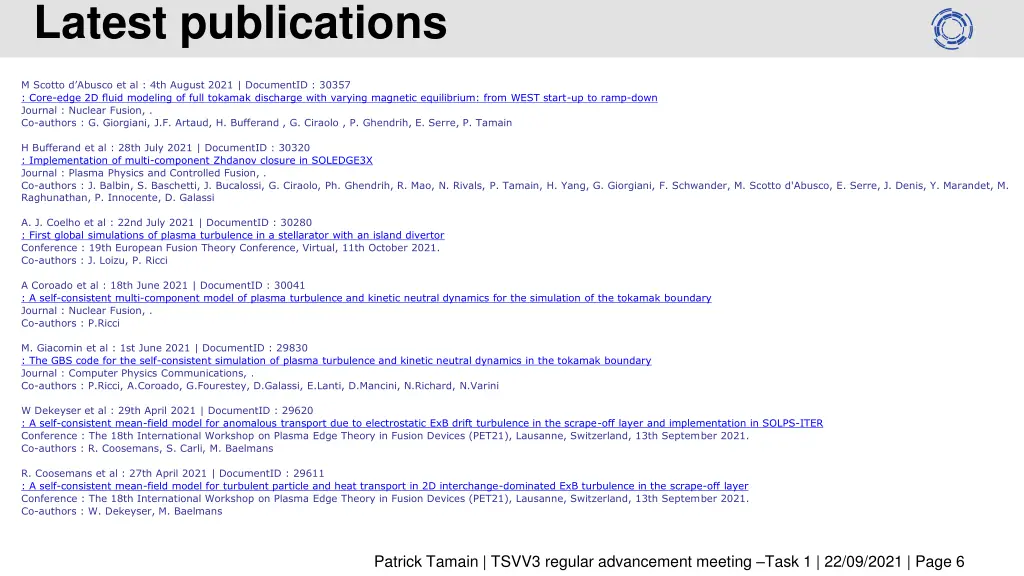 latest publications