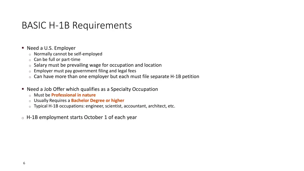 basic h 1b requirements