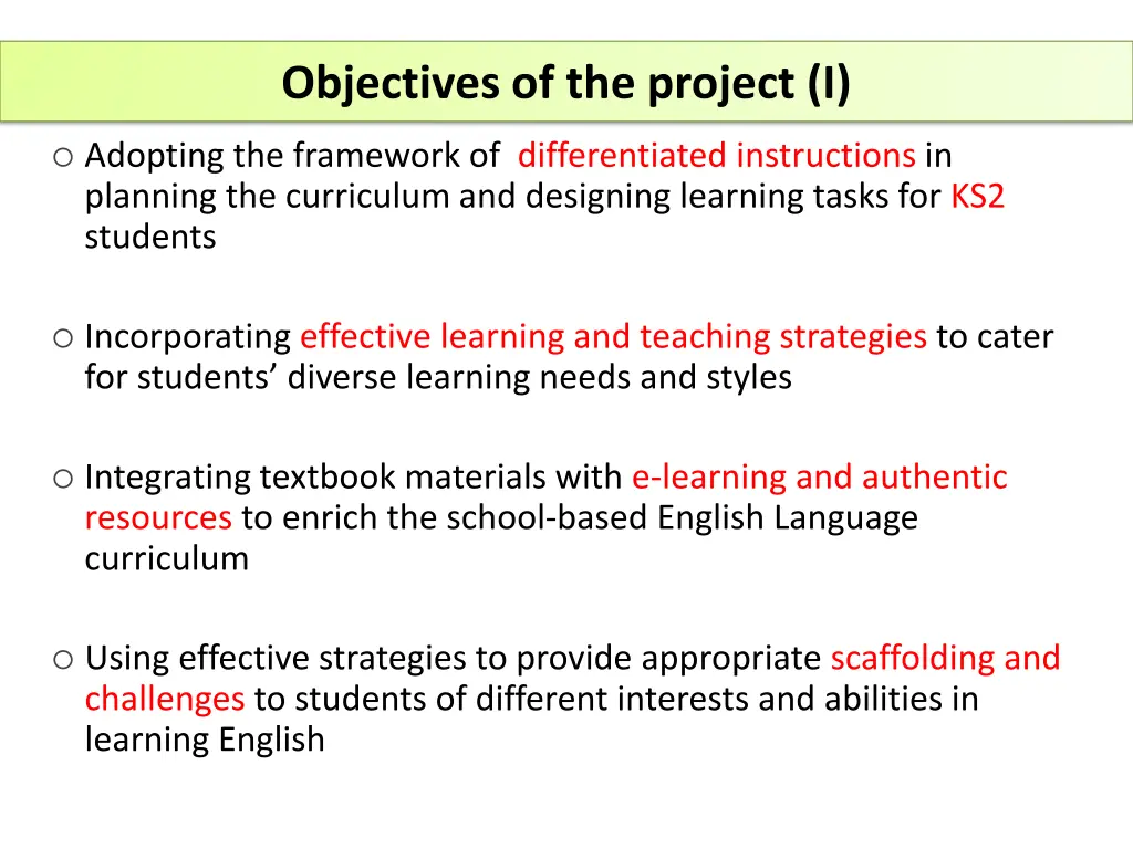 objectives of the project i