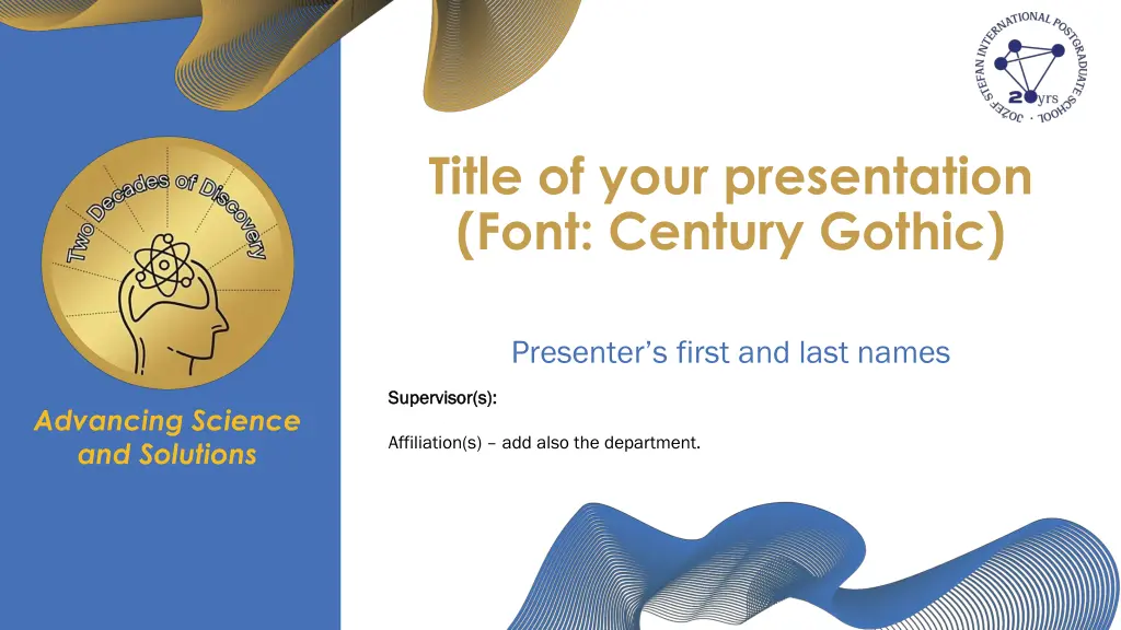 title of your presentation font century gothic