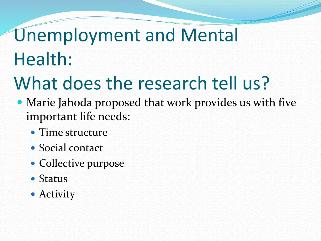 unemployment and mental health what does