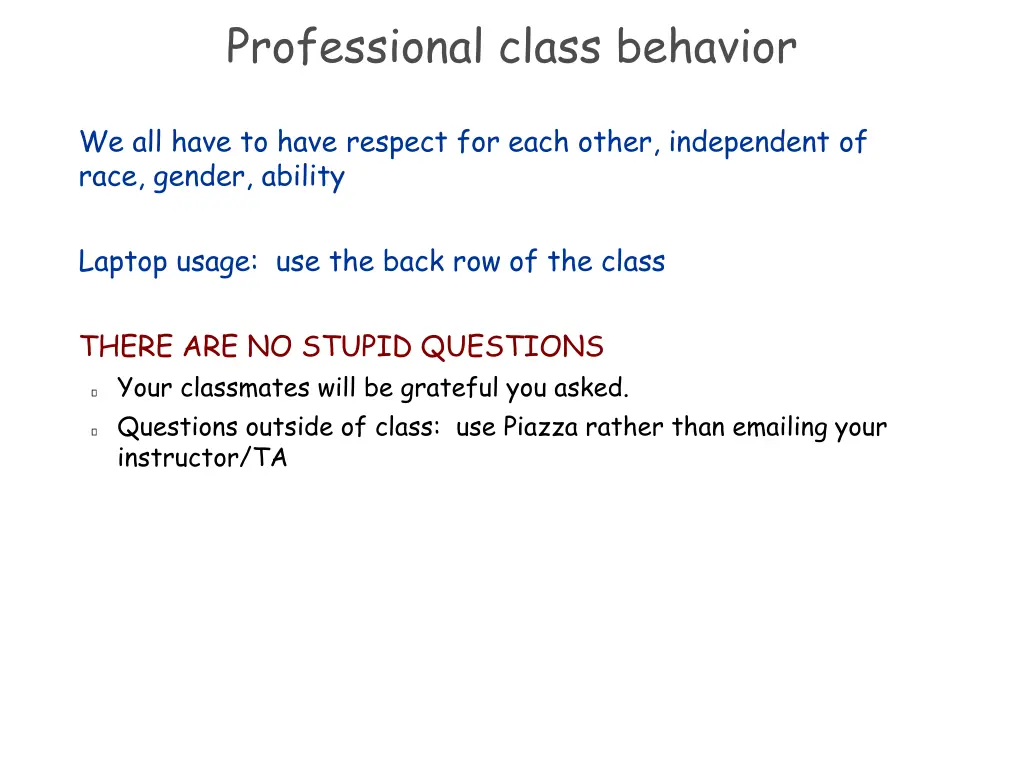 professional class behavior