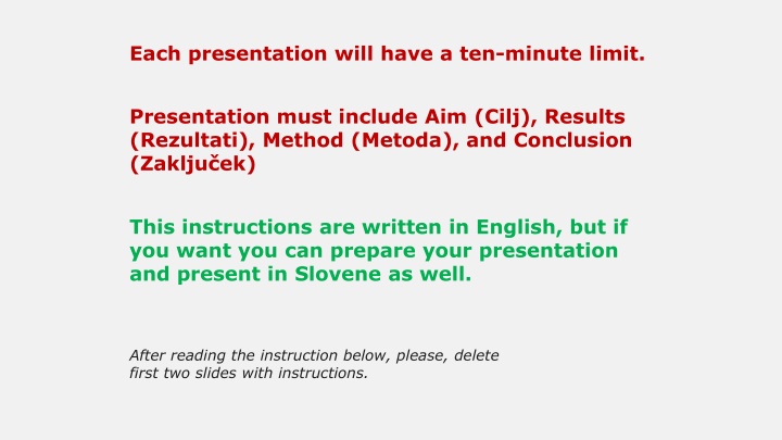 each presentation will have a ten minute limit