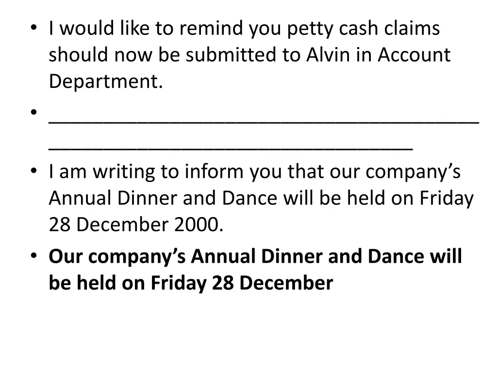 i would like to remind you petty cash claims