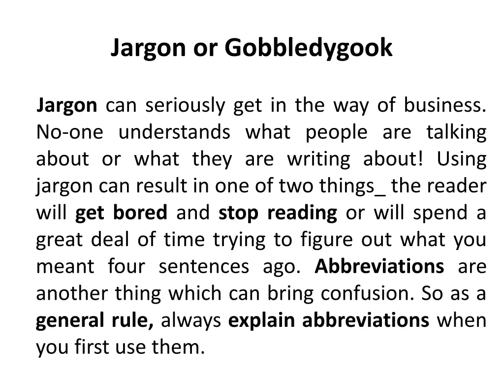 jargon or gobbledygook