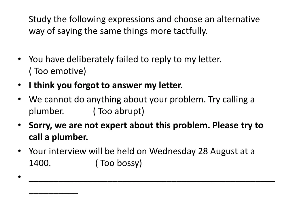 study the following expressions and choose