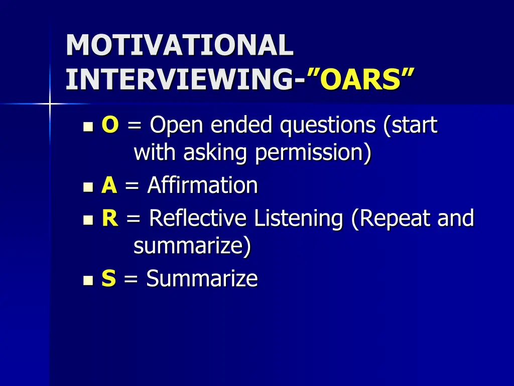 motivational interviewing oars