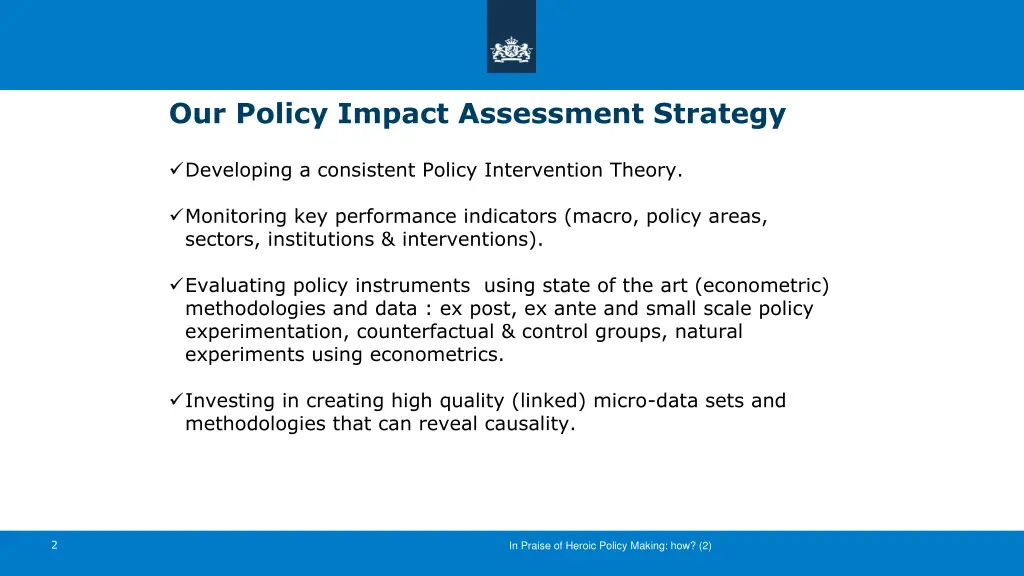 our policy impact assessment strategy