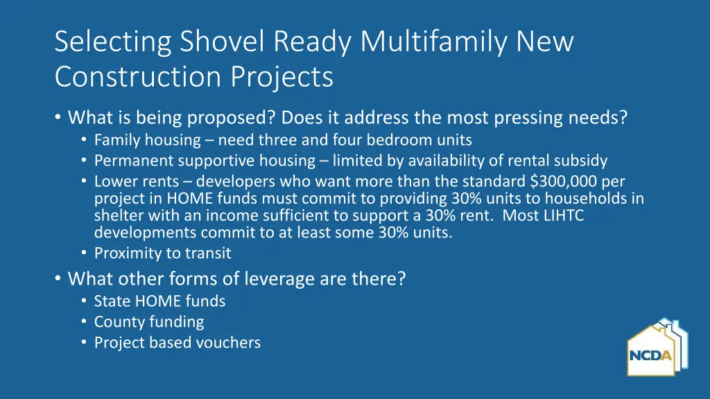 selecting shovel ready multifamily