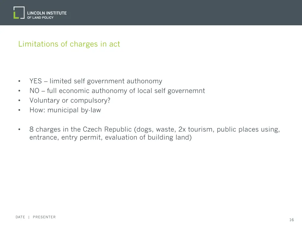 limitations of charges in act