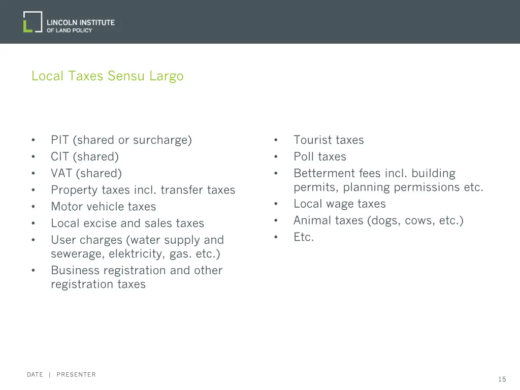 local taxes sensu largo