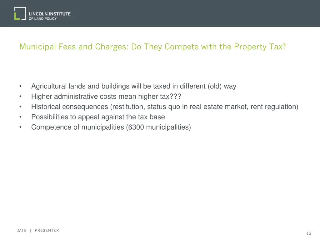 municipal fees and charges do they compete with