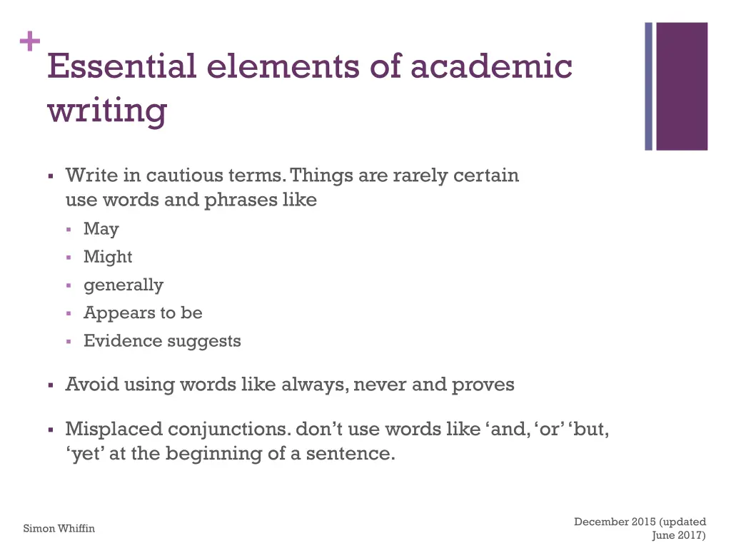 essential elements of academic writing