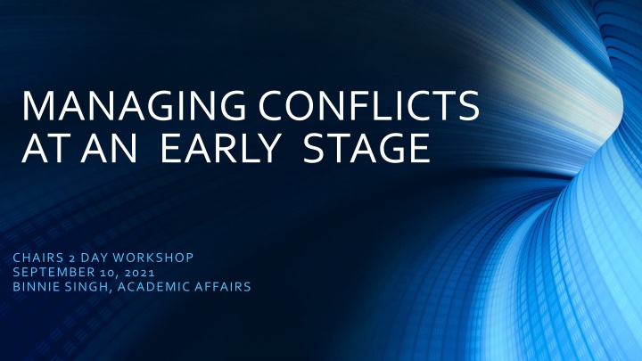 managing conflicts at an early stage