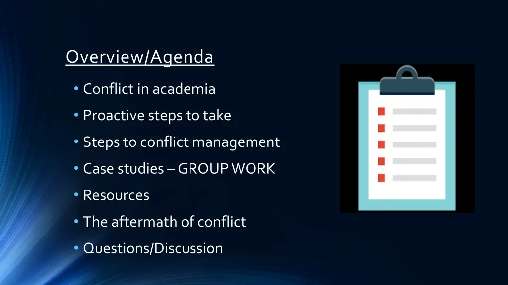 overview agenda