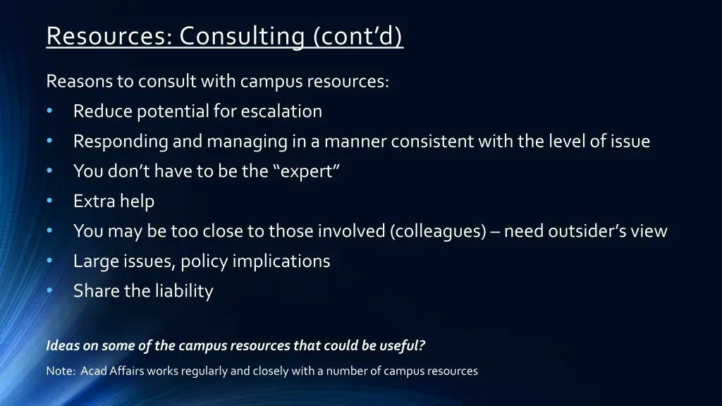 resources consulting cont d