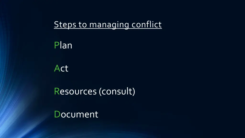 steps to managing conflict