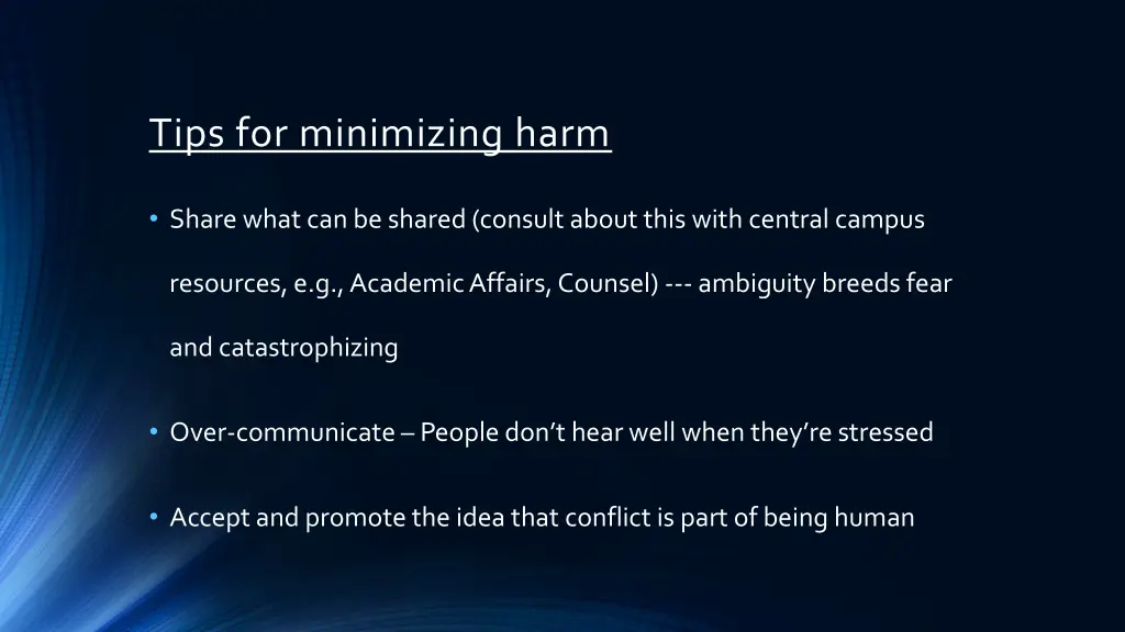 tips for minimizing harm