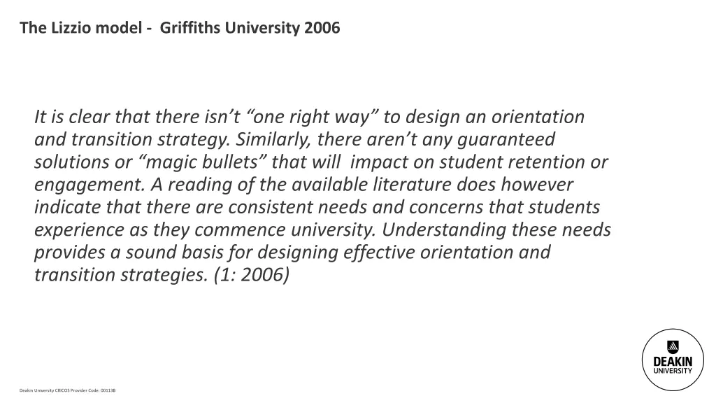 the lizzio model griffiths university 2006