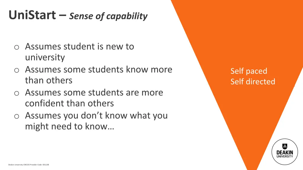 unistart sense of capability