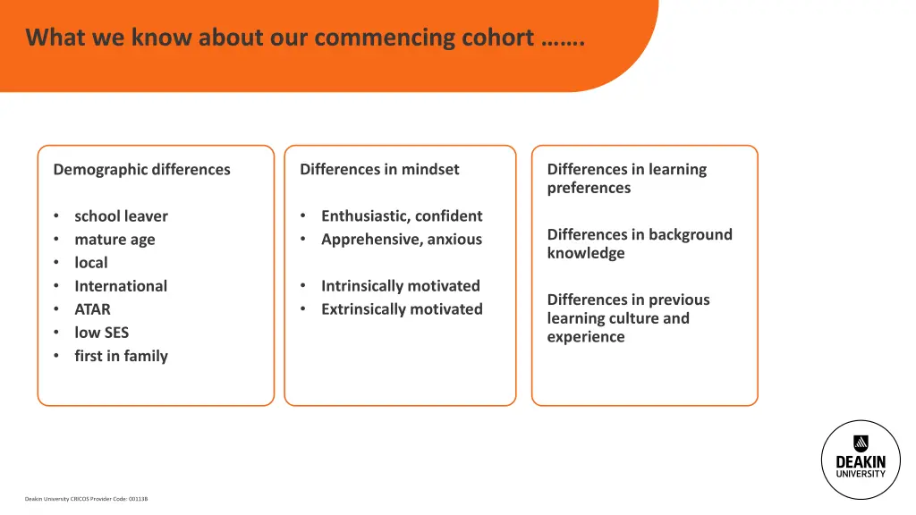 what we know about our commencing cohort