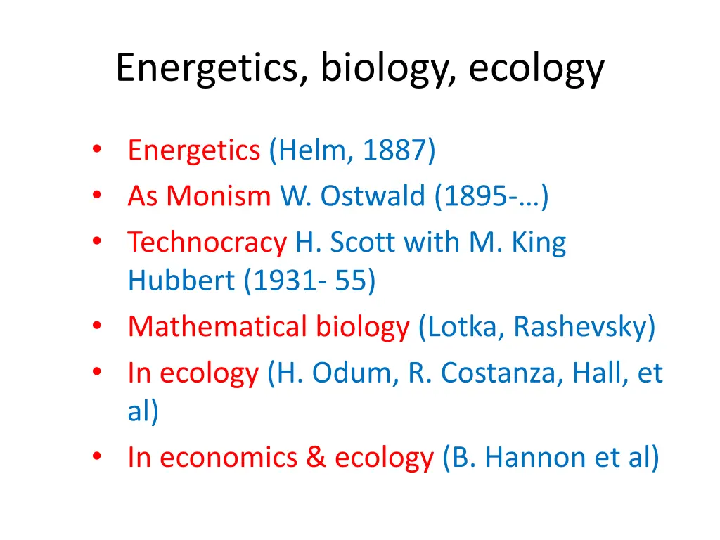 energetics biology ecology